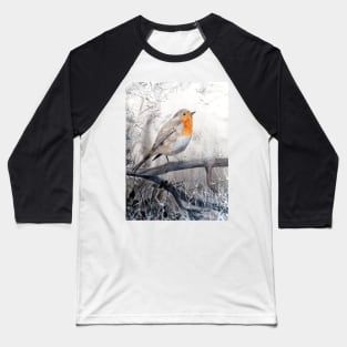 Winter robin redbreast painting Baseball T-Shirt